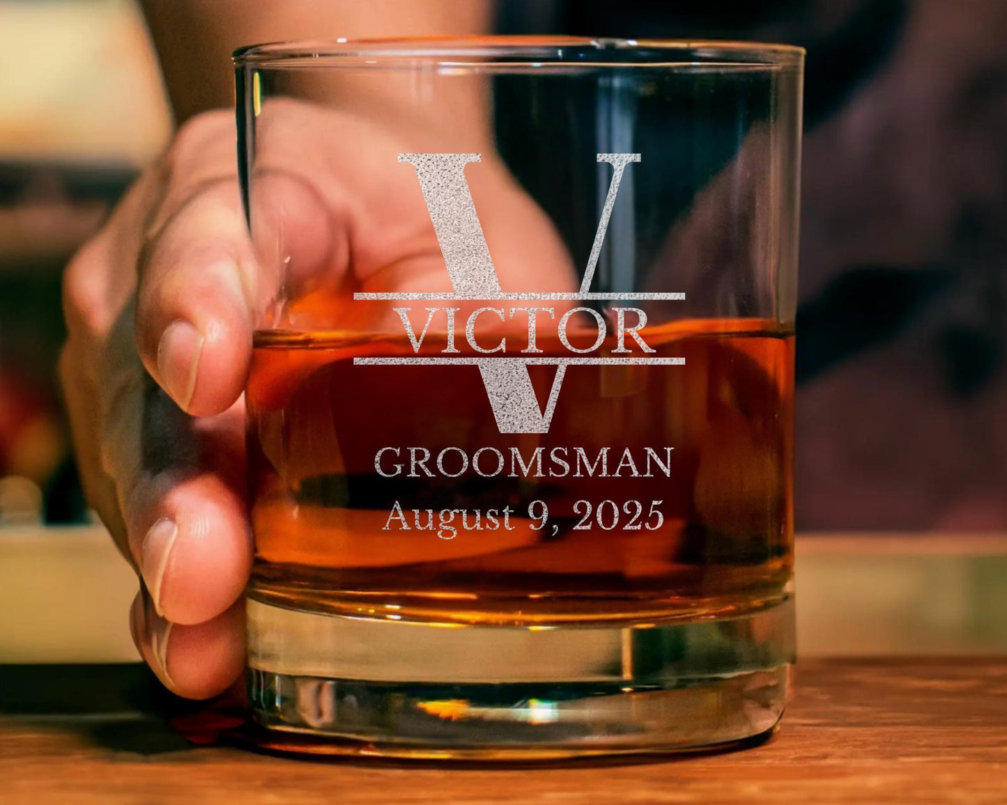 Engraved Groomsman 10oz Whiskey Glass