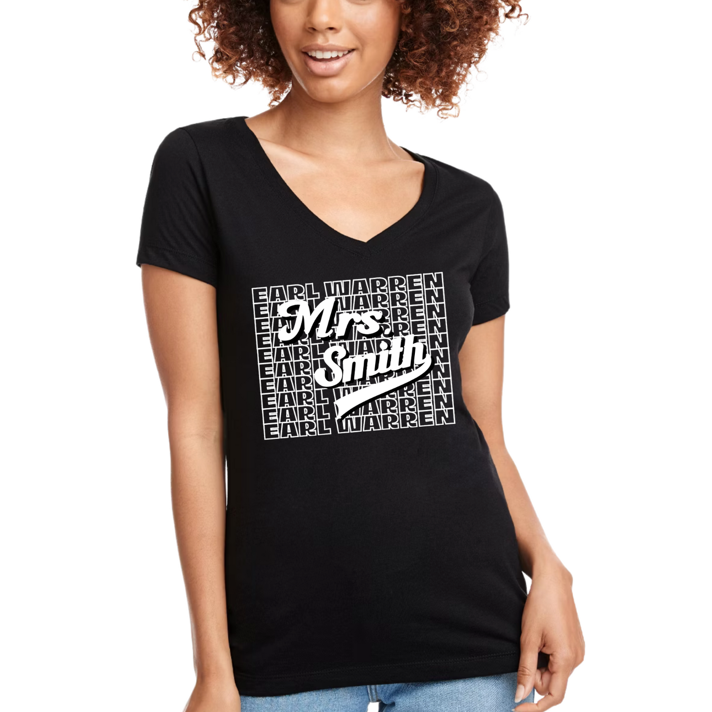 School Name - Ladies V-Neck T-Shirt