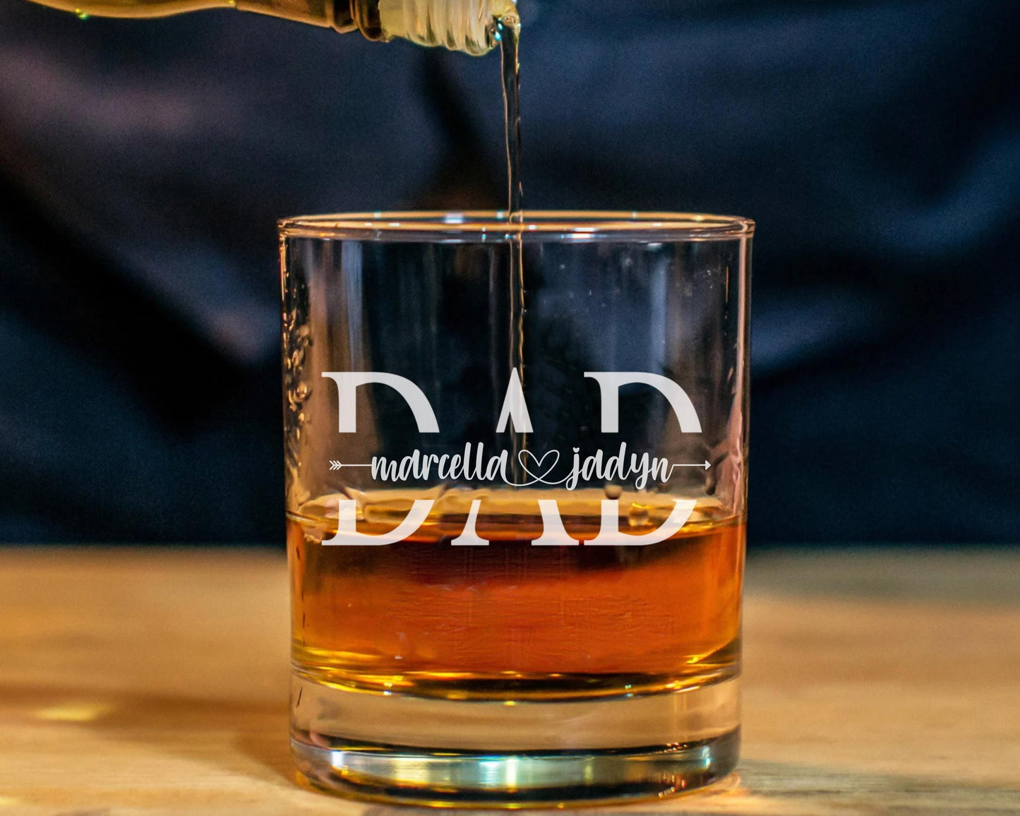 Personalized Whiskey Glass for Dad With Kids Names