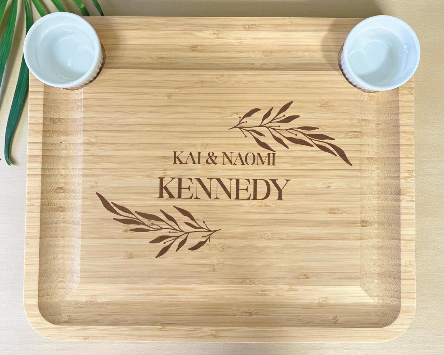 Luxury Wedding Charcuterie Board • Personalized Bamboo Cheese Board with Utensils & Drawers • Engraved Anniversary Gift for Couples