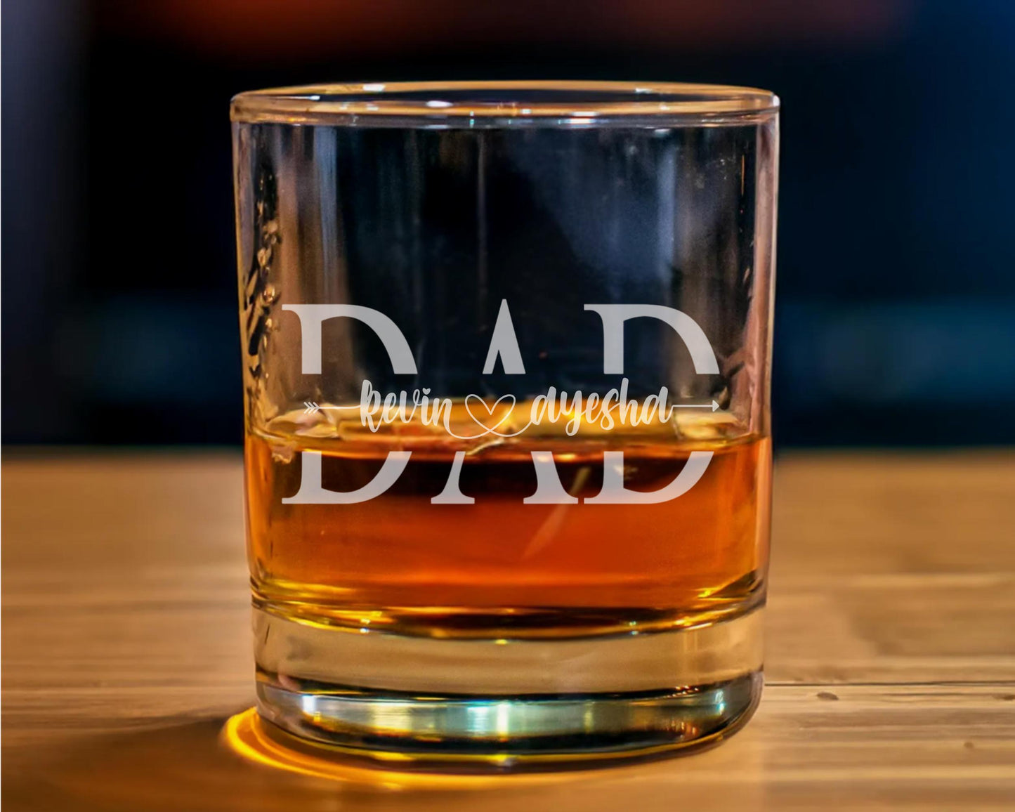 Personalized Whiskey Glass for Dad With Kids Names