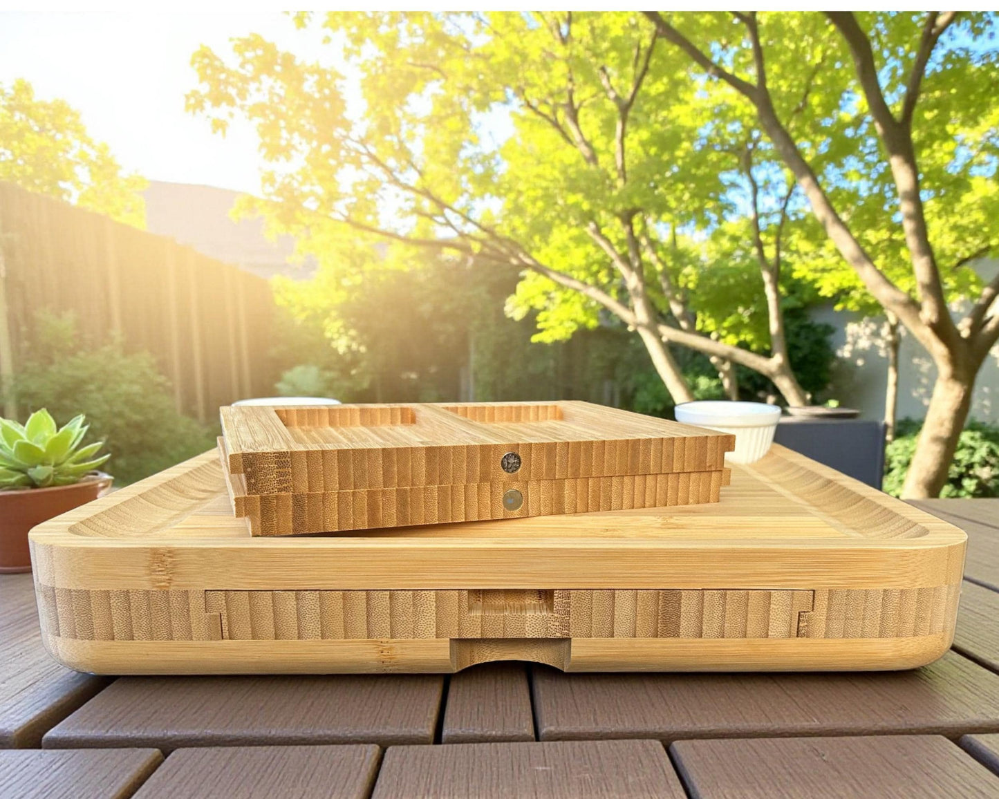 Personalized Bamboo Charcuterie Board with Utensils  Drawers  Luxury Wedding Gift for Couples
