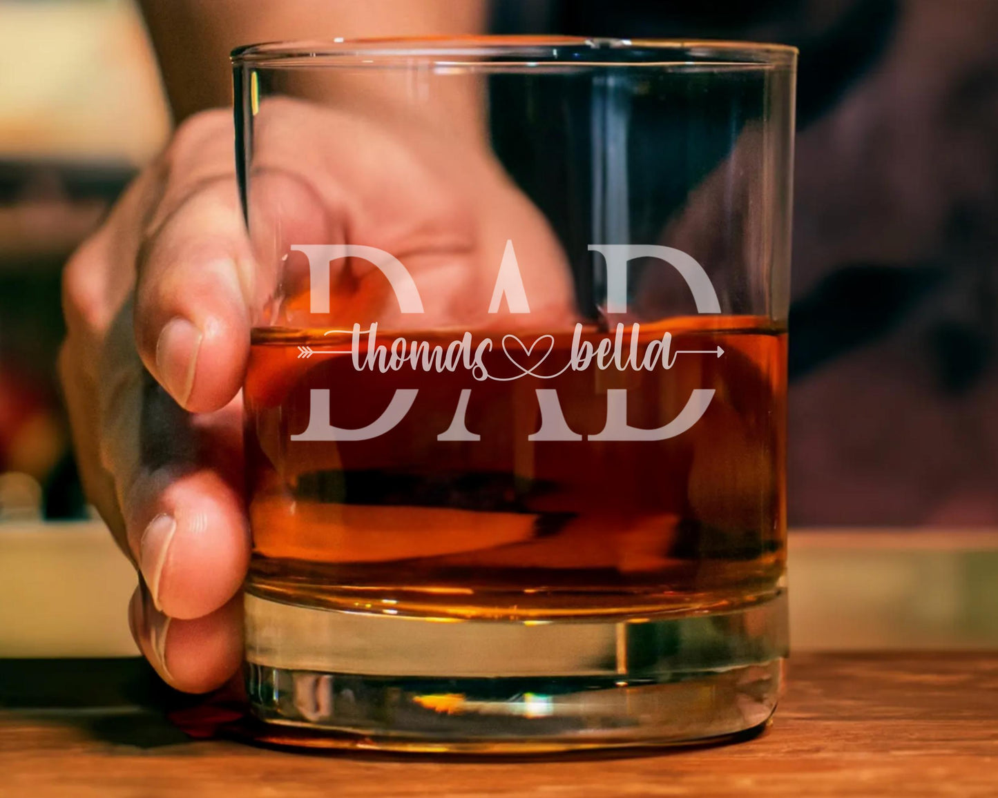 Personalized Whiskey Glass for Dad With Kids Names