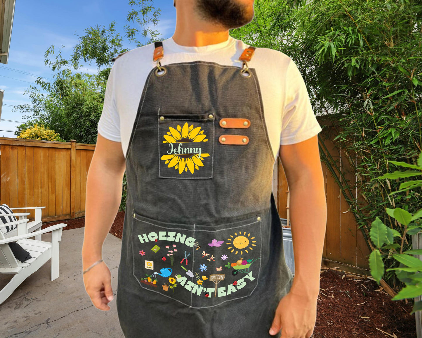 Personalized "Hoeing Ain't Easy" Gardening Canvas Apron