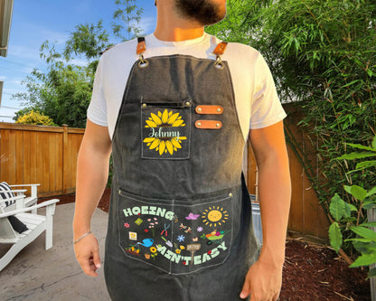 Personalized "Hoeing Ain't Easy" Gardening Canvas Apron