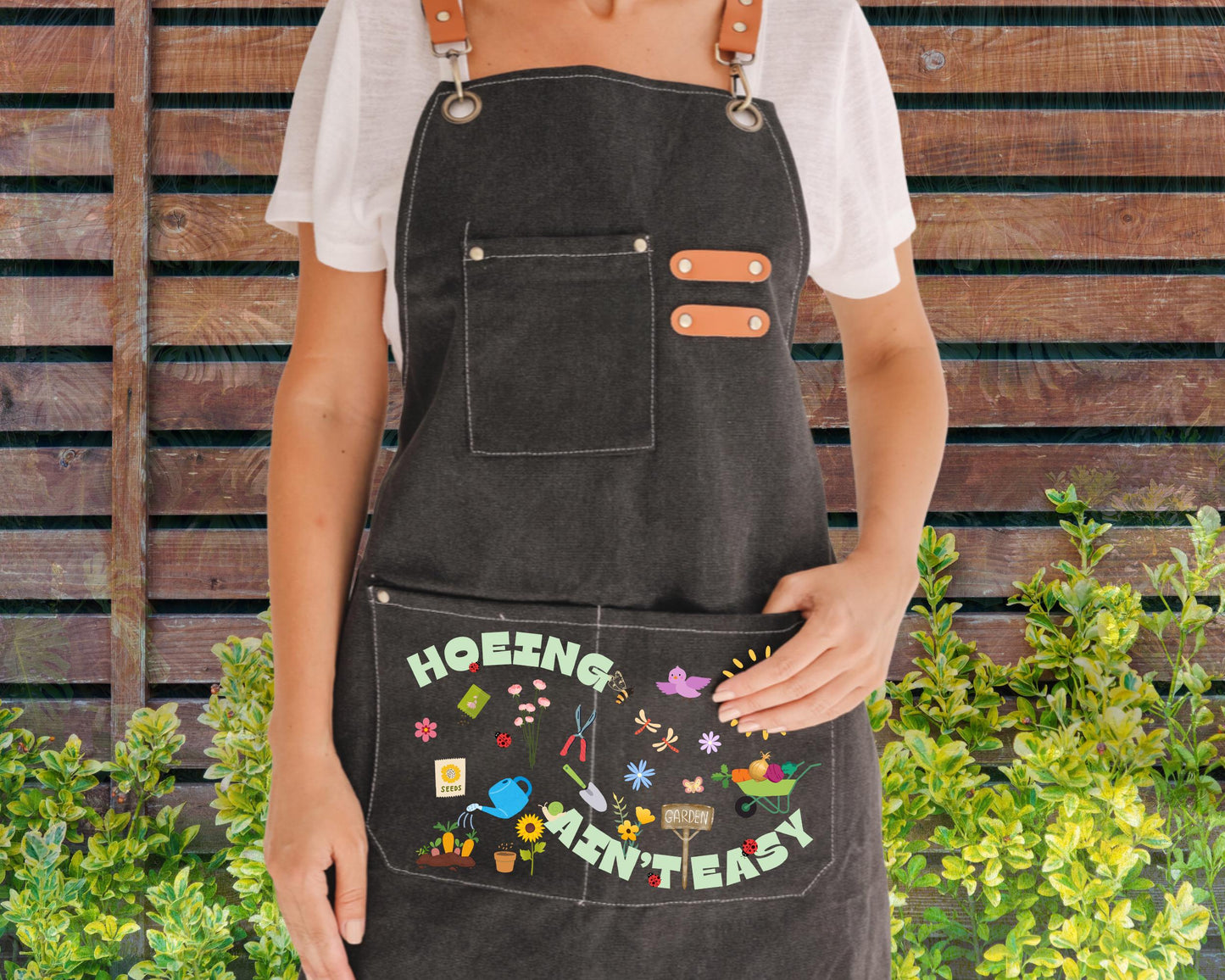 Personalized "Hoeing Ain't Easy" Gardening Canvas Apron
