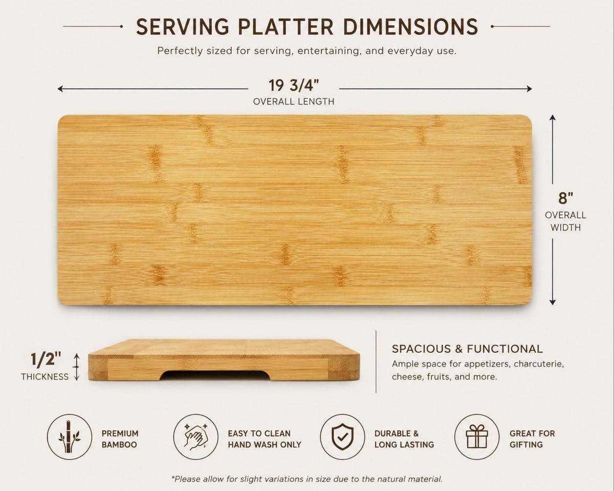 Dimensions of the Santa treat board: 19.75 inches long by 8 inches wide