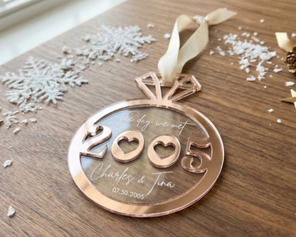 Personalized Anniversary Ornament – Custom Couple Keepsake | Engraved Acrylic Gift