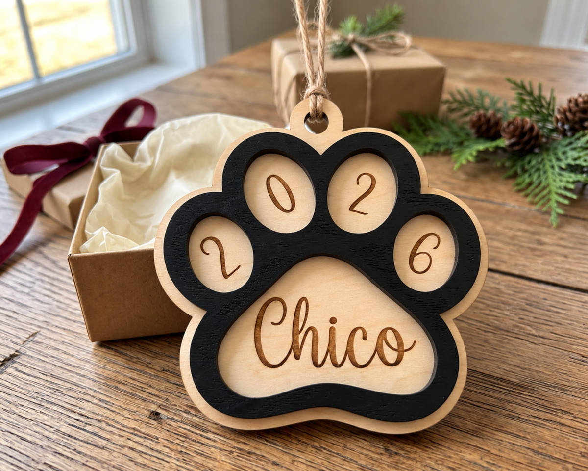 Personalized Dog Paw Christmas Ornament