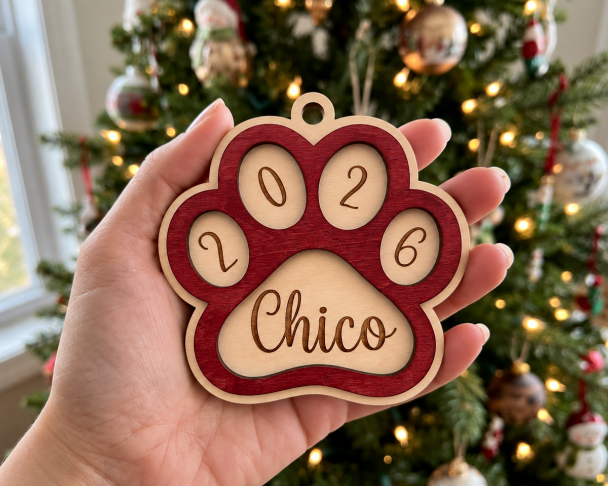 Personalized Dog Paw Christmas Ornament