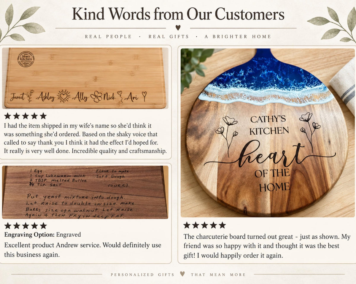Kind words from our customers about personalized wooden gifts