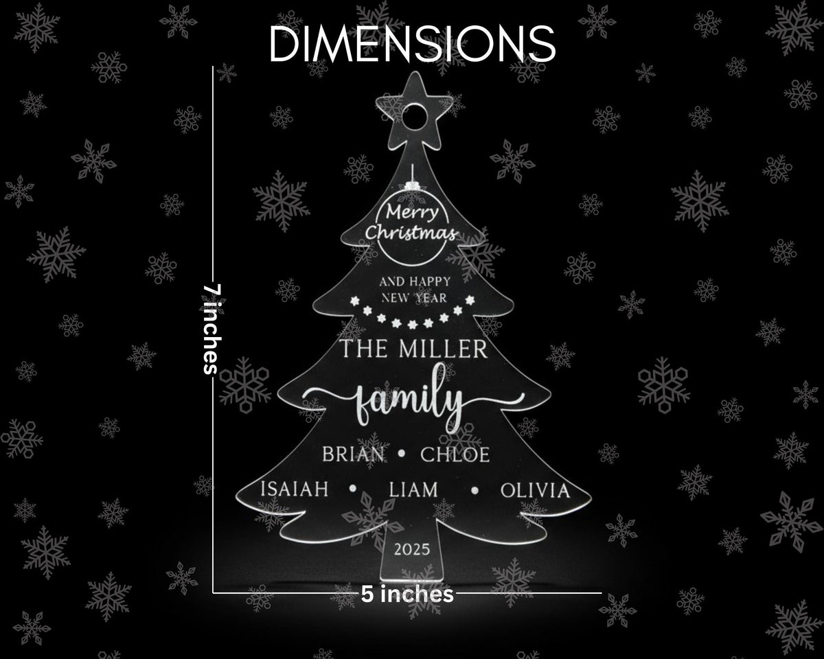 The image is a Christmas tree-shaped graphic with text and measurements, likely used for a holiday-themed design or decoration.