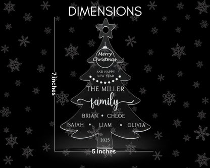 The image is a Christmas tree-shaped graphic with text and measurements, likely used for a holiday-themed design or decoration.