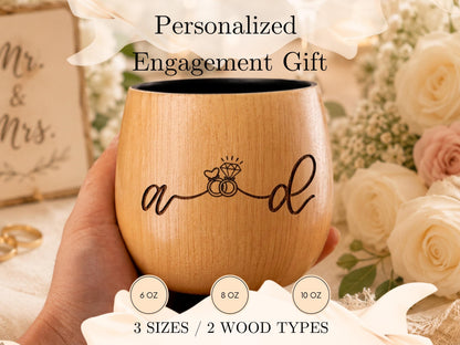 Personalized Wooden Cups – Rustic Bride and Groom Gift | Engraved Whiskey Tumblers