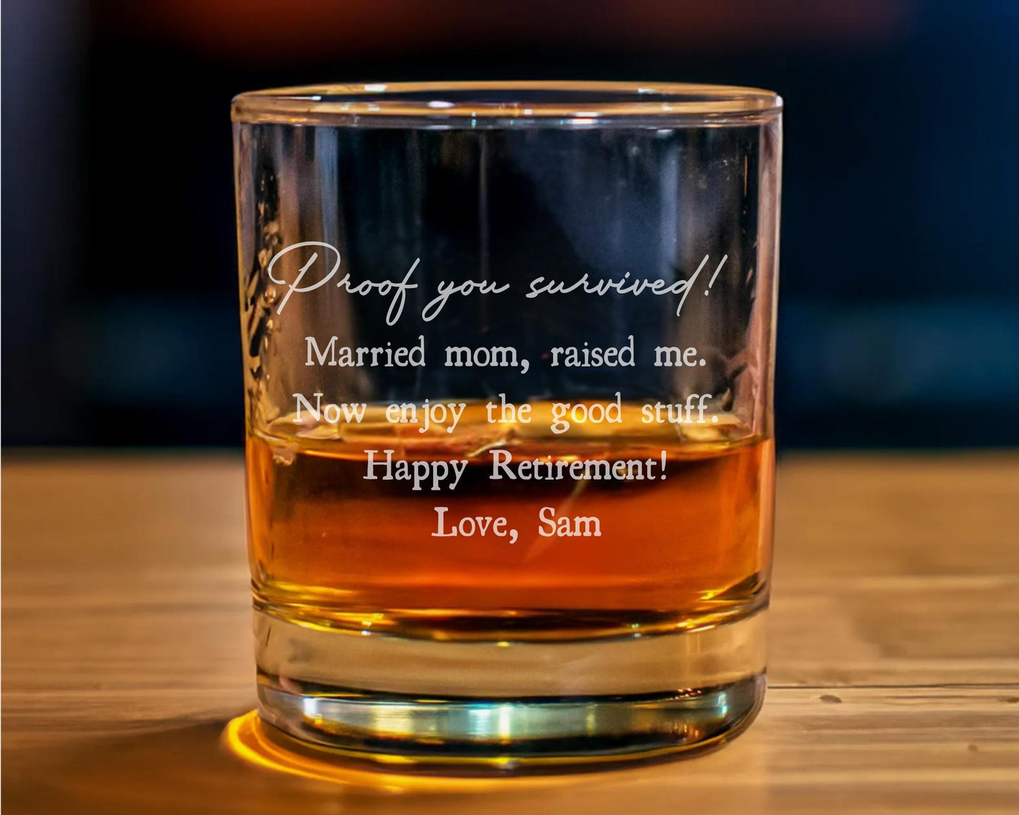 Personalized "Proof you survived" - Funny Dad Whiskey Glass