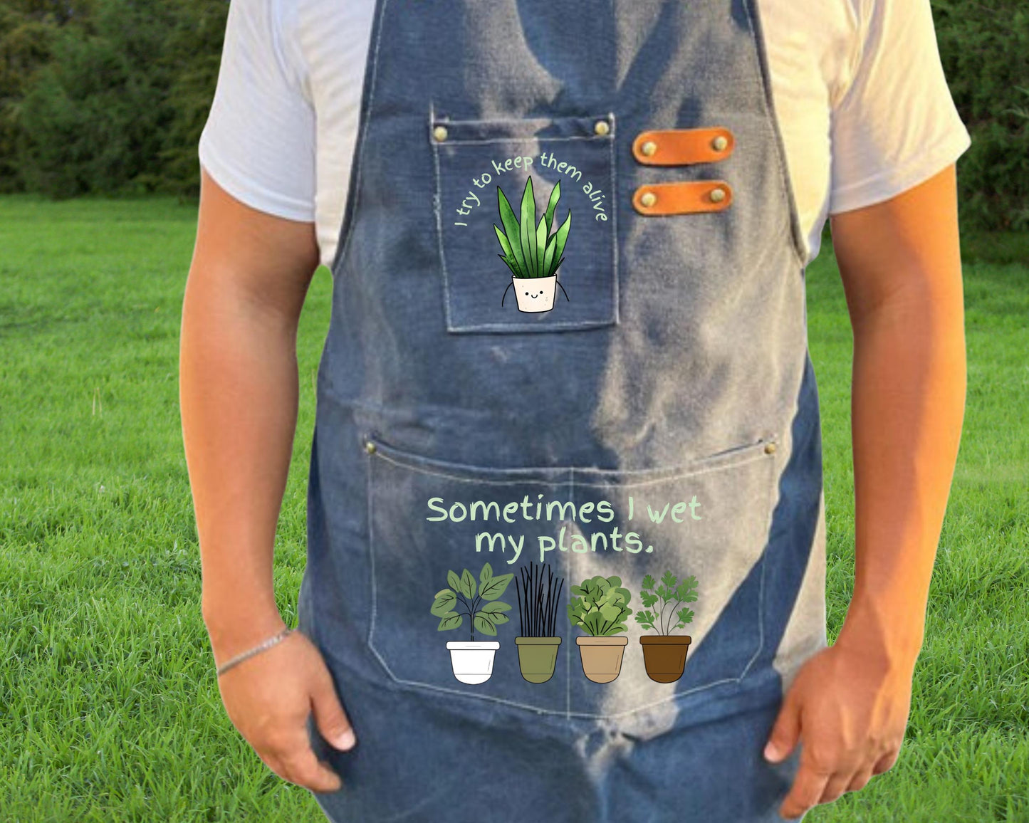 Personalized "Sometimes I wet my plants" Gardening Canvas Apron