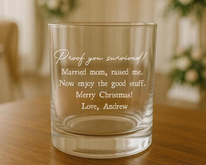 Personalized "Proof you survived" - Funny Dad Whiskey Glass