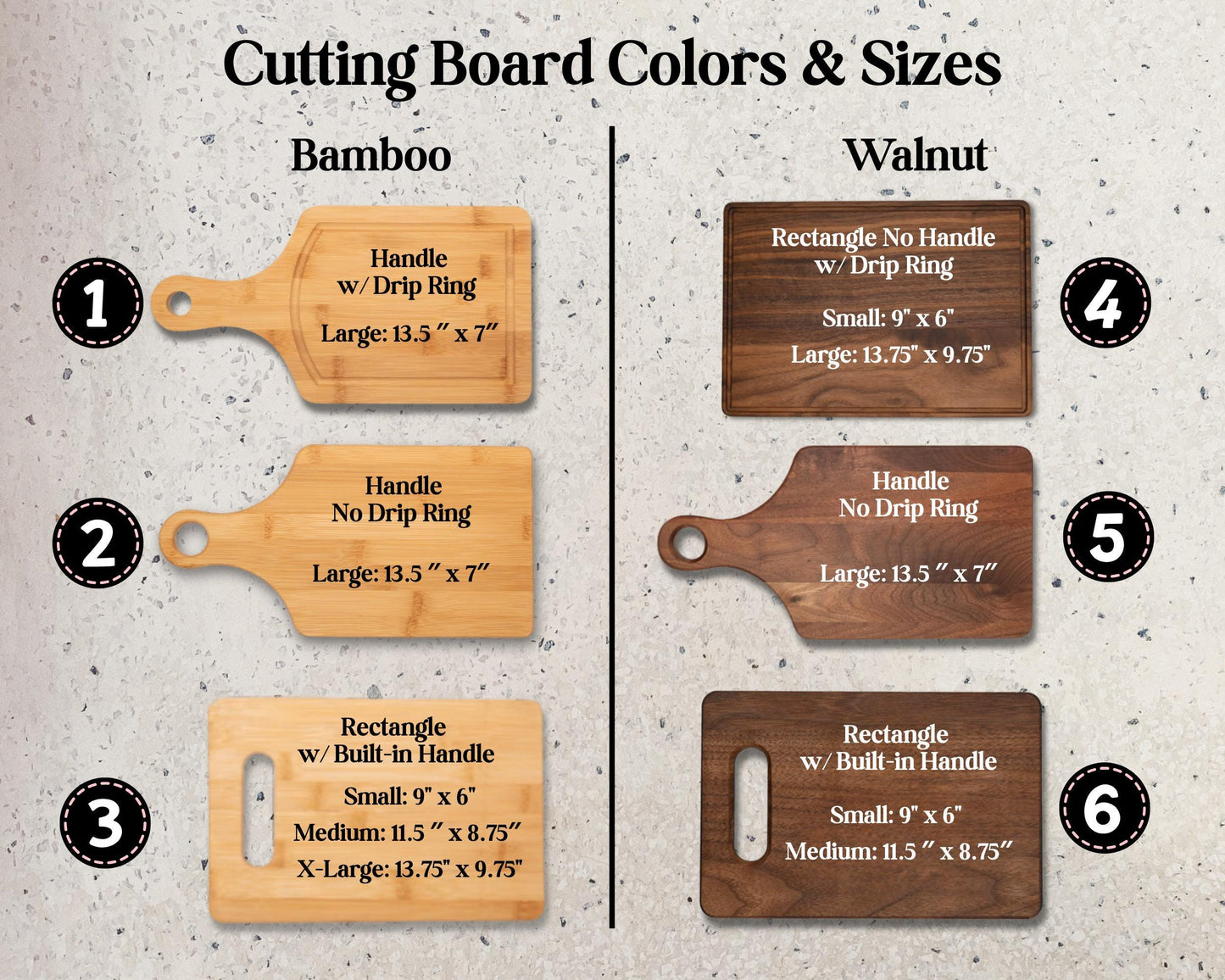 Personalized Handwriting Recipe Cutting Board - Bamboo or Walnut