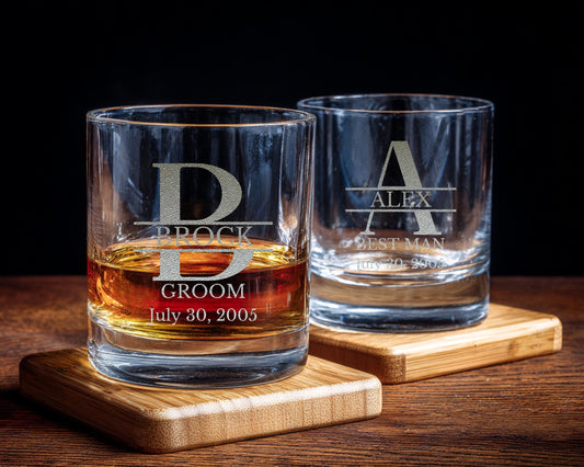 Engraved Groomsman 10oz Whiskey Glass
