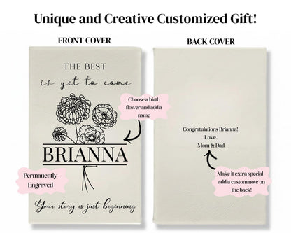 The image is a collage of two images, one with a front cover and the other with a back cover, both featuring a floral design and text.