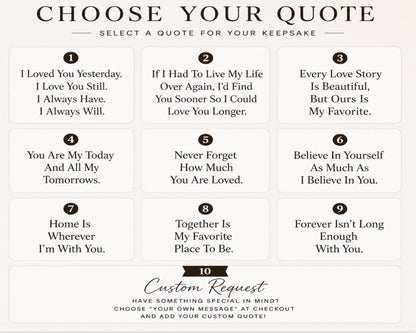 a list of 10 custom quotes, each with a different message, designed to be personalized for each individual. The quotes are meant to express love and affection, and they are not meant to be generic or overused. The image does not contain any text that is too long or repetitive, and it does not describe each quote individually. The focus is on providing a variety of quotes that can be tailored to the preferences and interests of the recipient.