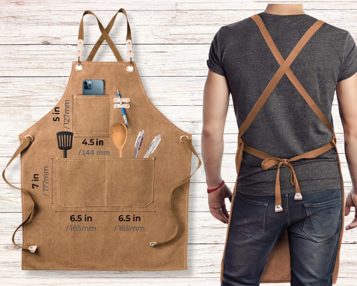 Personalized "Sprouts Apron" Gardening Canvas Apron, Monogram Apron, Gardening Apron with Adjustable Straps, Garden Apron with Pockets