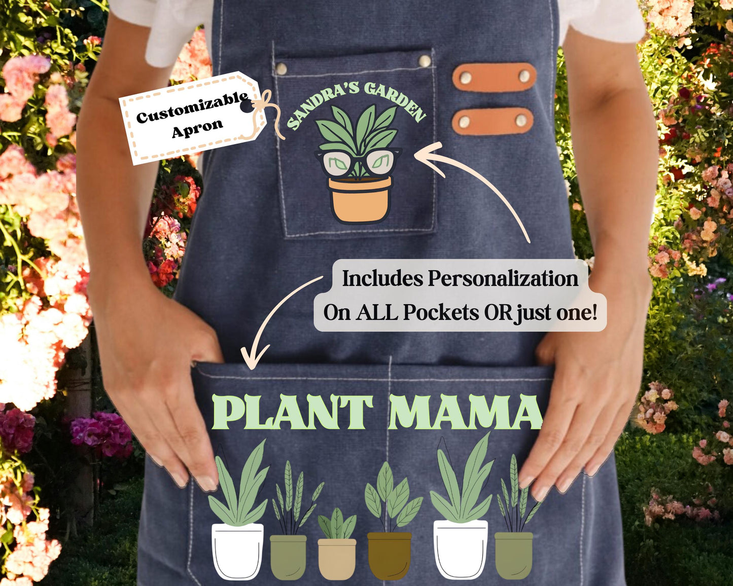 Personalized "Plant Mama" or "Plant Daddy" Gardening Canvas Apron
