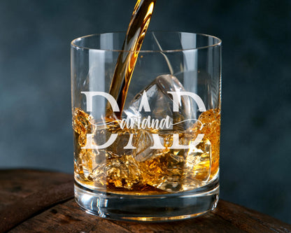 Personalized Whiskey Glass for Dad With Kids Names