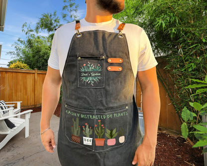 Personalized "Easily Distracted By Plants" Gardening Canvas Apron