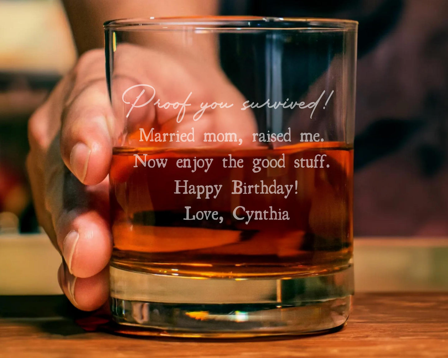 Personalized "Proof you survived" - Funny Dad Whiskey Glass