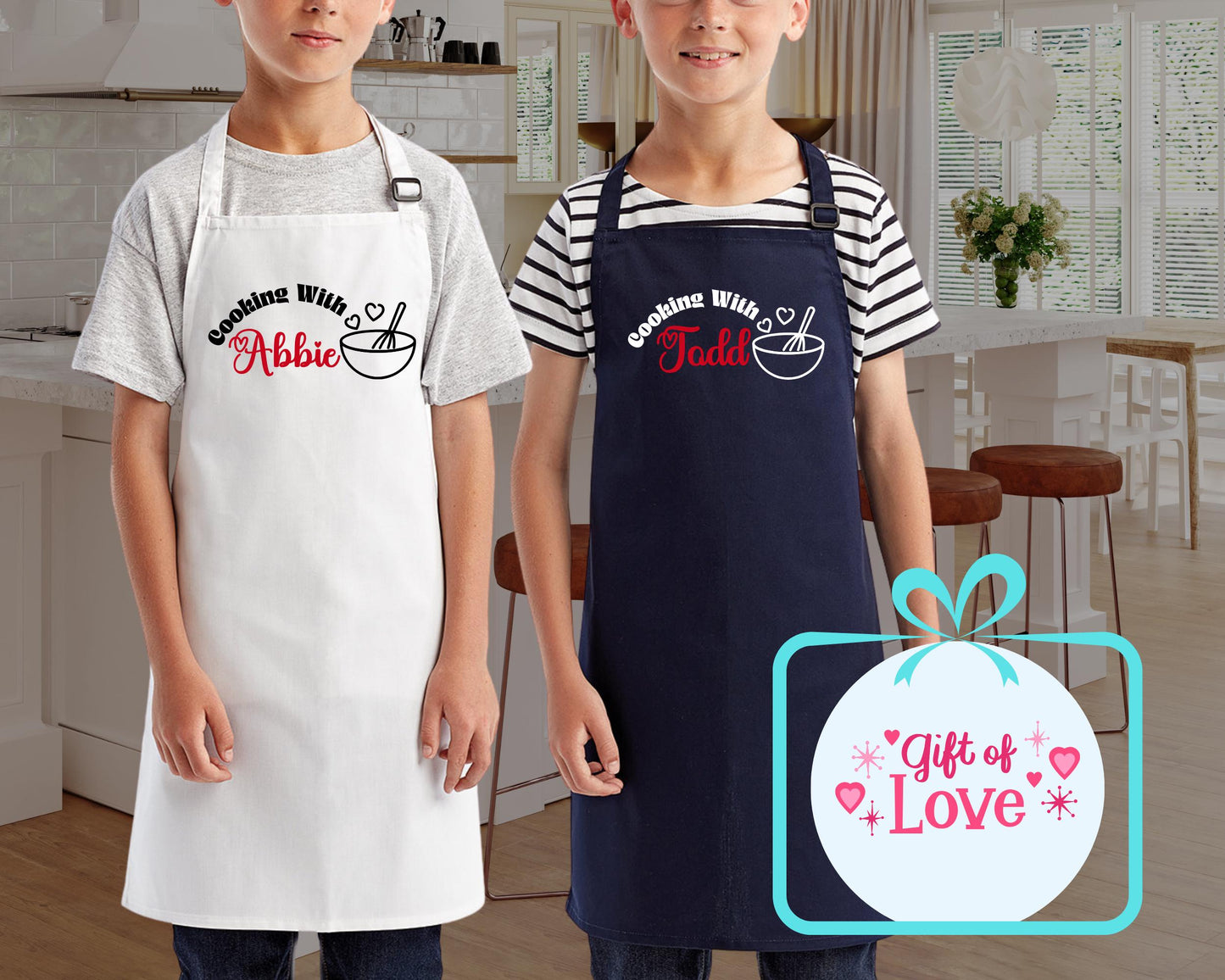 Personalized "Cooking with" Kids Apron - Custom Name Children's Cooking Apron
