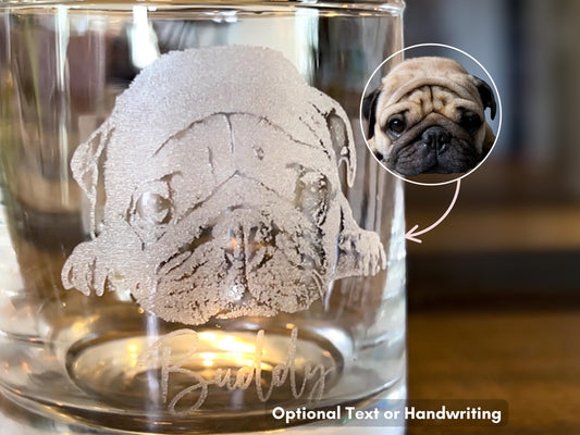 Custom Dog Photo Engraved Whiskey Glass