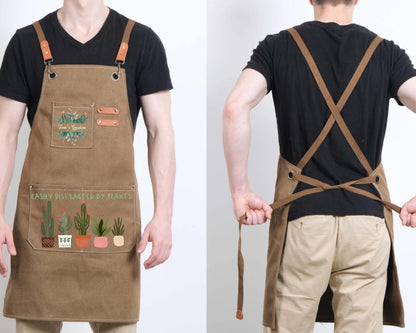 Personalized "Easily Distracted By Plants" Gardening Canvas Apron