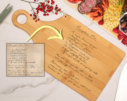 Personalized Handwriting Recipe Cutting Board - Bamboo or Walnut