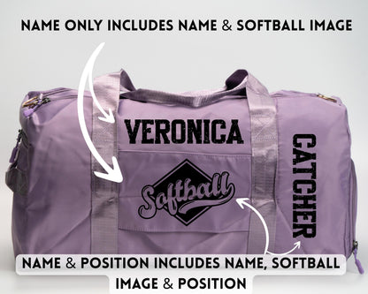 Custom Softball Duffel Bag – Personalized Name & Player Role