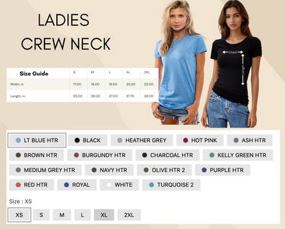 Ladies Crewneck Colorful Teacher T-Shirt – Bright Graphic Tee for Educators