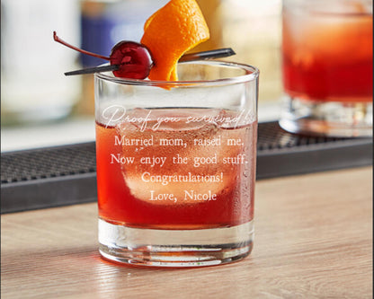 Personalized "Proof you survived" - Funny Dad Whiskey Glass
