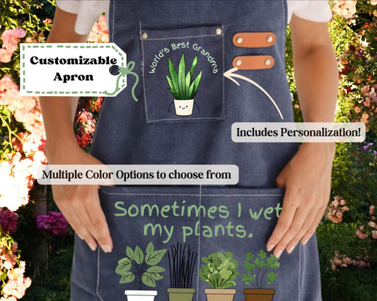 Personalized "Sometimes I wet my plants" Gardening Canvas Apron