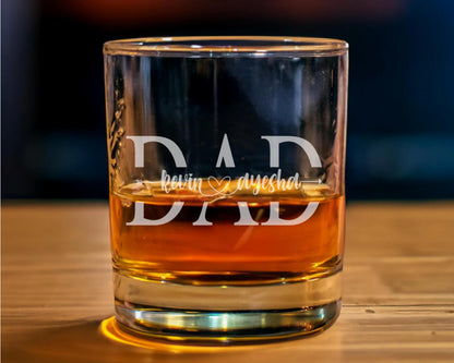 Personalized Whiskey Glass for Dad With Kids Names