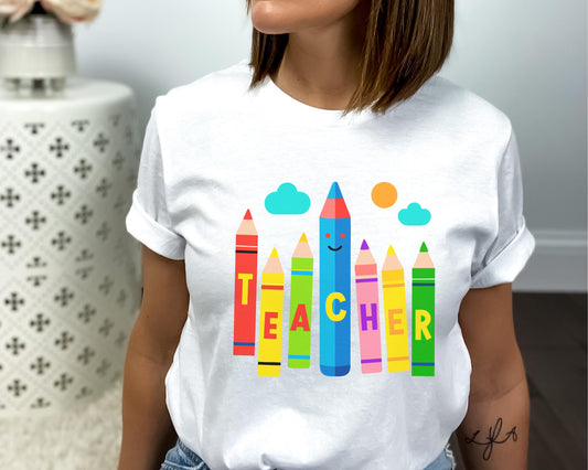 Unisex Colorful Teacher T-Shirt – Bright Graphic Tee for Educators