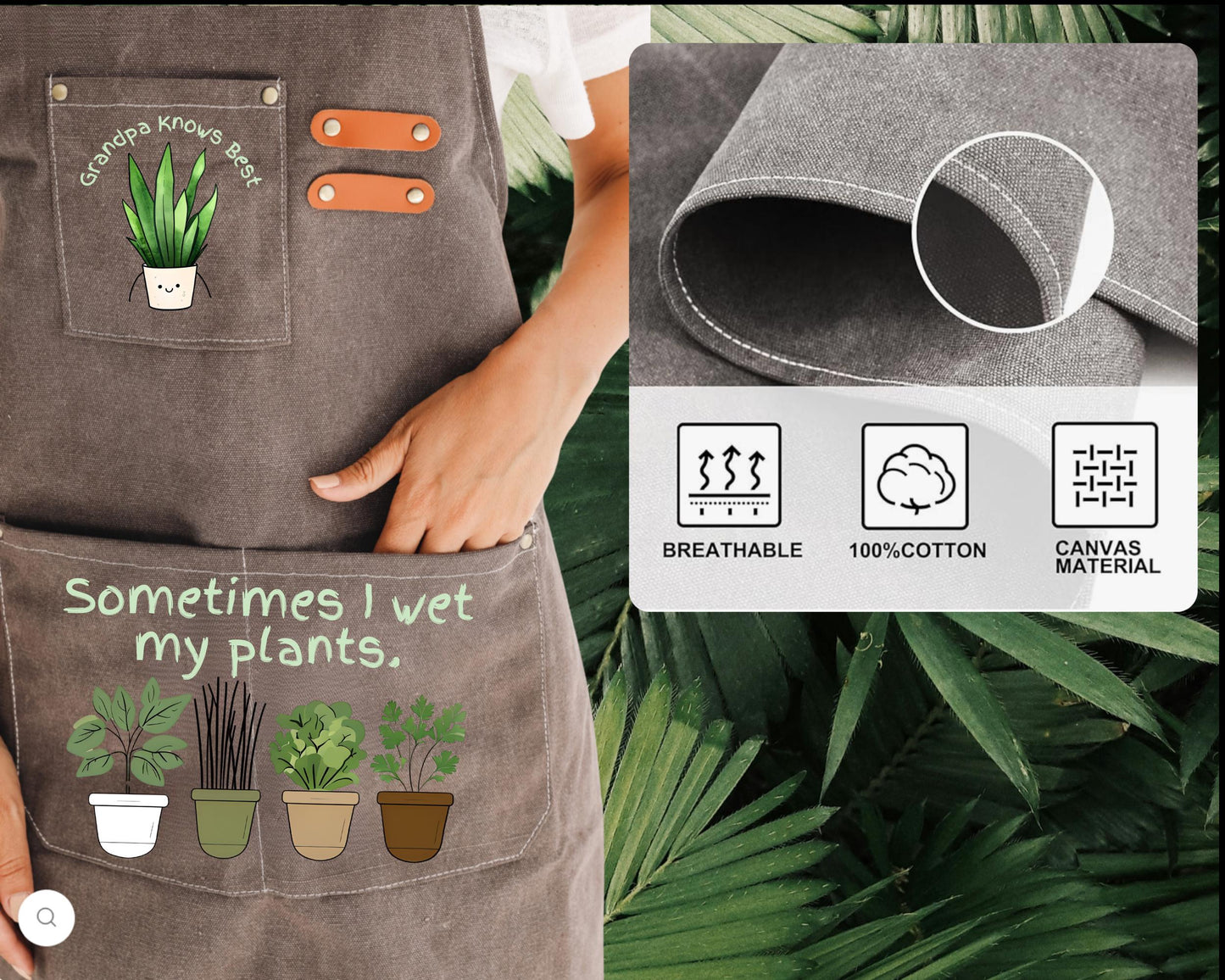 Personalized "Sometimes I wet my plants" Gardening Canvas Apron