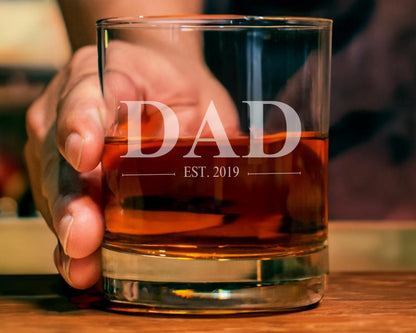 Personalized Dad Established YEAR Whiskey Glass