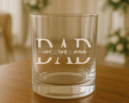Personalized Whiskey Glass for Dad With Kids Names