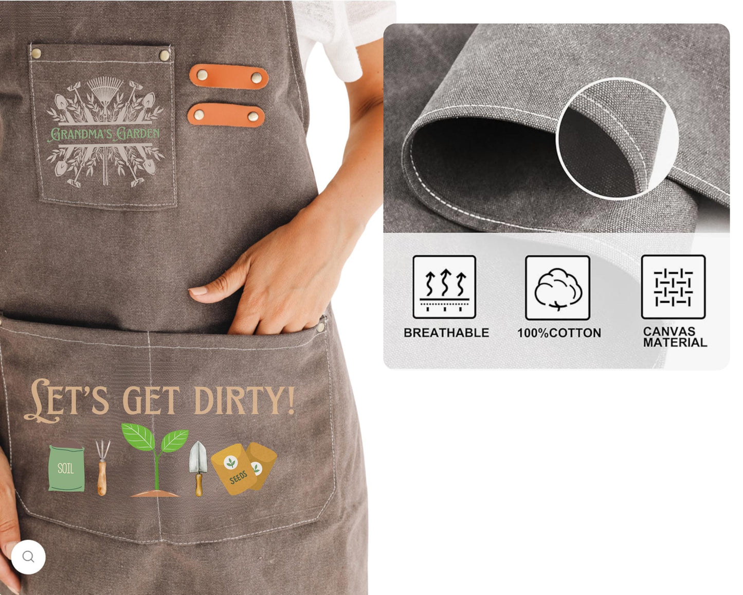 Personalized "Let's Get Dirty" Gardening Canvas Apron