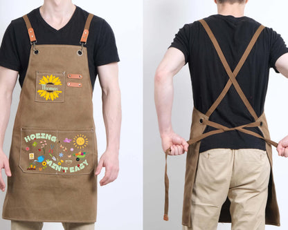 Personalized "Hoeing Ain't Easy" Gardening Canvas Apron