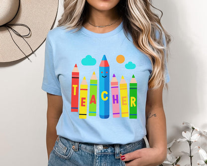 Unisex Colorful Teacher T-Shirt – Bright Graphic Tee for Educators