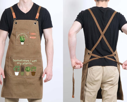 Personalized "Sometimes I wet my plants" Gardening Canvas Apron