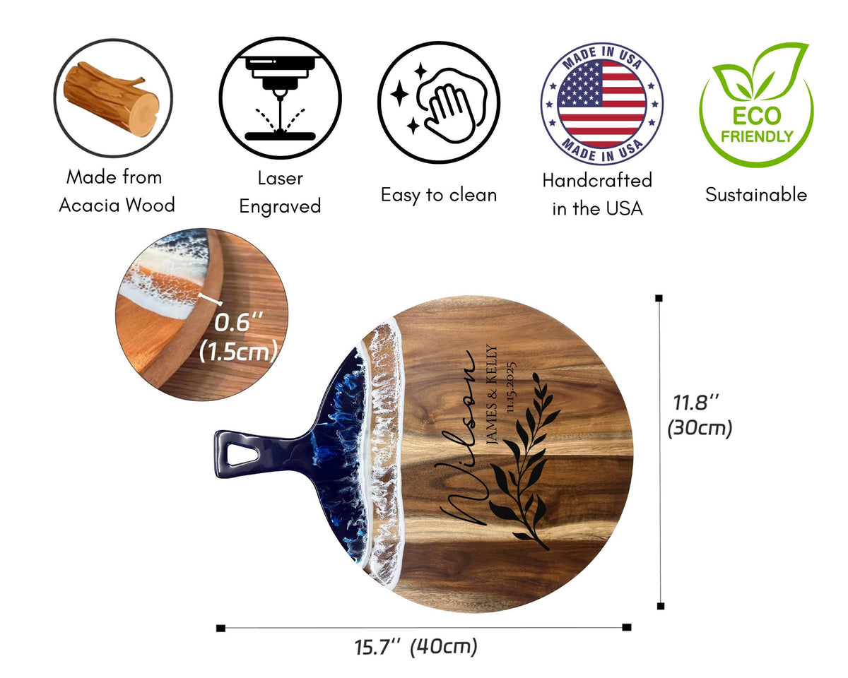 Personalized Retirement Gift, Custom Retirement Cutting Board, Retirement Gift for Women Men, Coworker Boss Gift, Ocean Resin Board