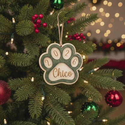 Personalized Dog Paw Christmas Ornament