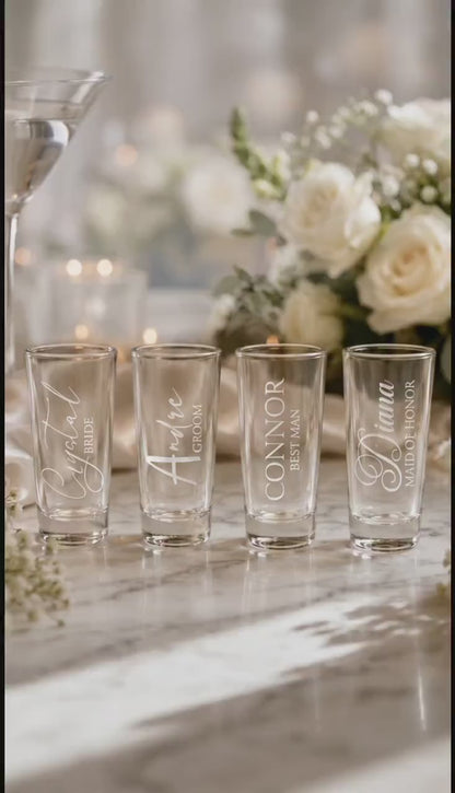 Personalized Bridesmaid Shot Glasses - Custom Engraved Glasses for Bridal Party Gifts